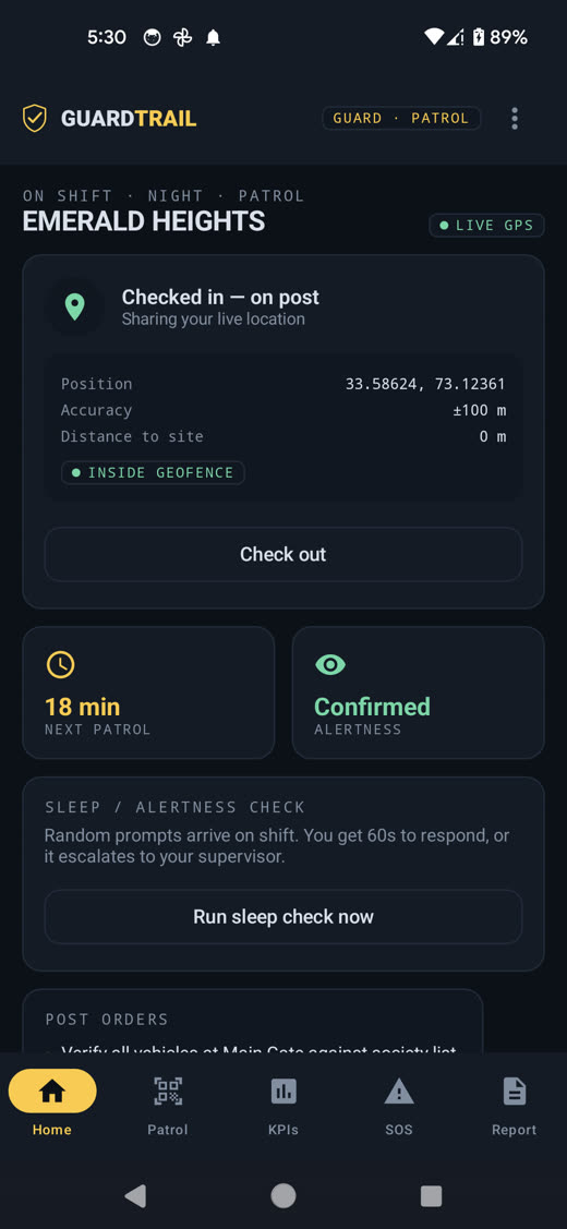 Geofenced check-in with live GPS