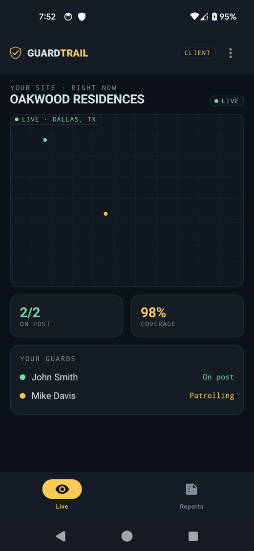 Client live view of their site